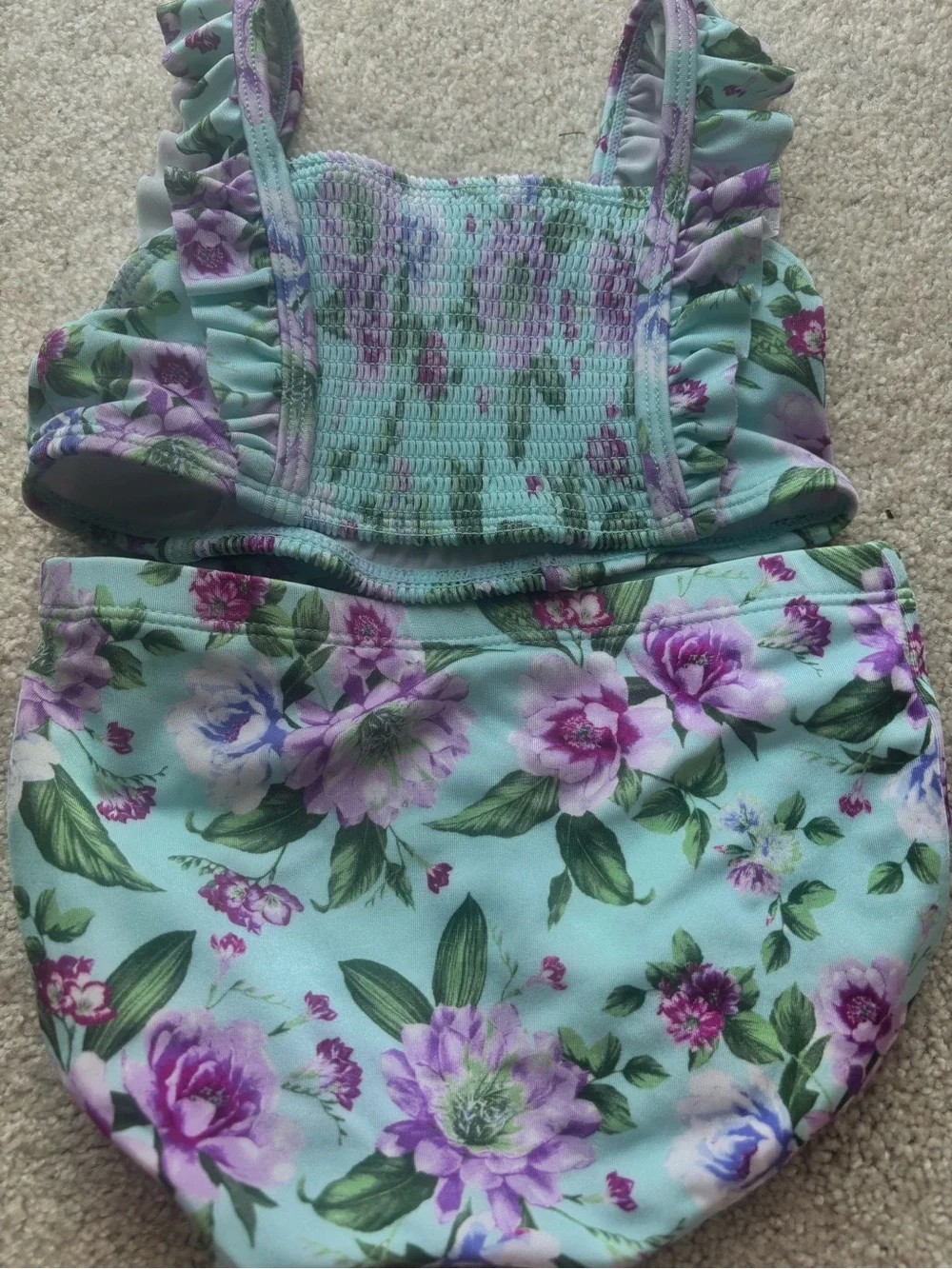 Janie and Jack Floral Smocked 2-Piece Swimsuit - 3T
